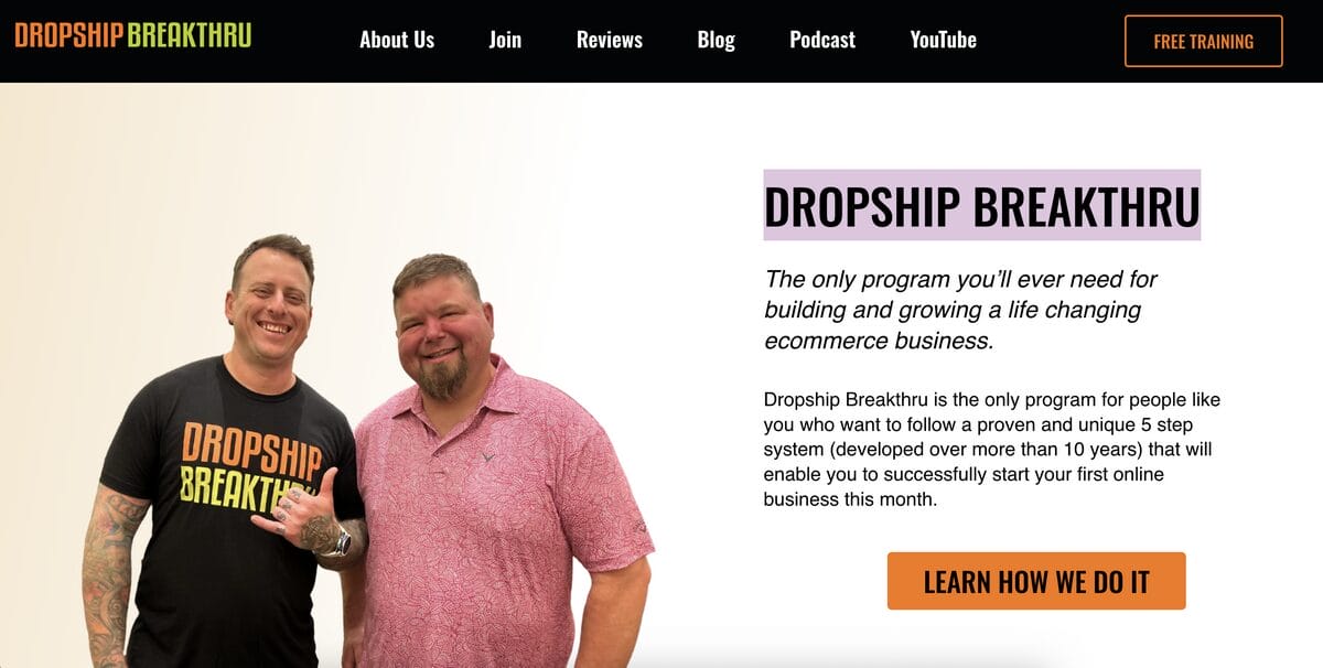Dropship Breakthru, one of the best dropshipping courses