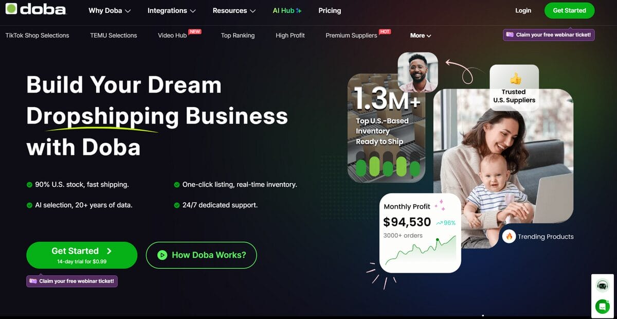 Doba homepage best wholesaler dropshipping suppliers