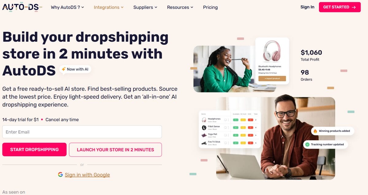 AutoDS automation tool for dropshipping from Costway