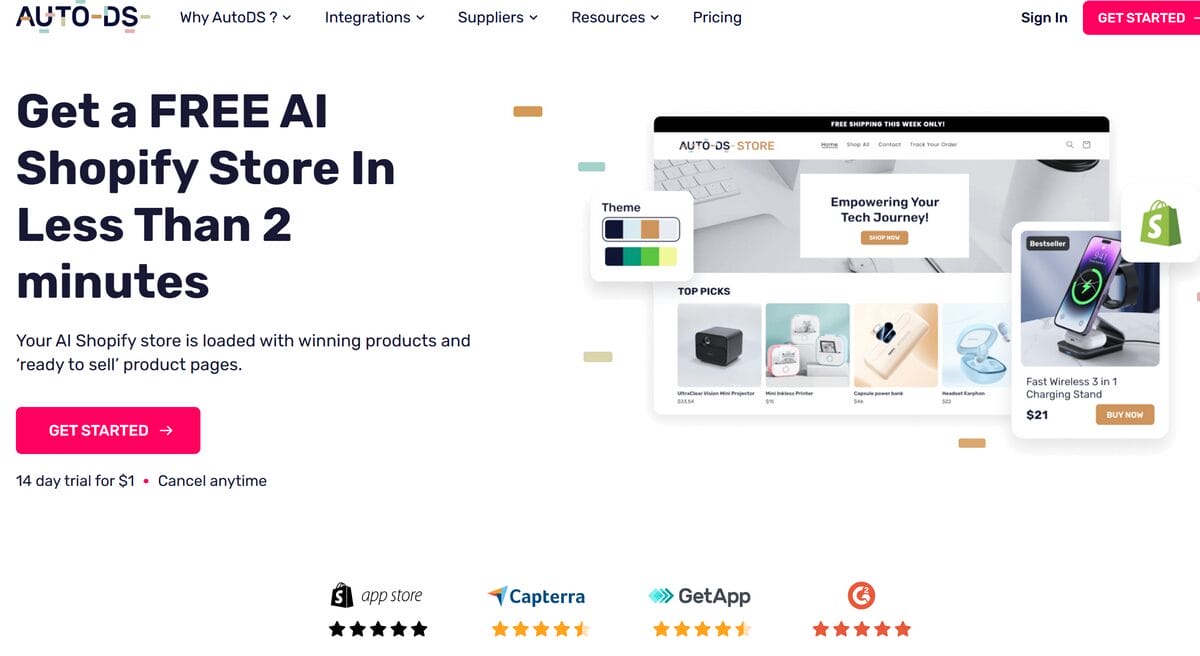 AutoDS legitimate AI store builder and automation