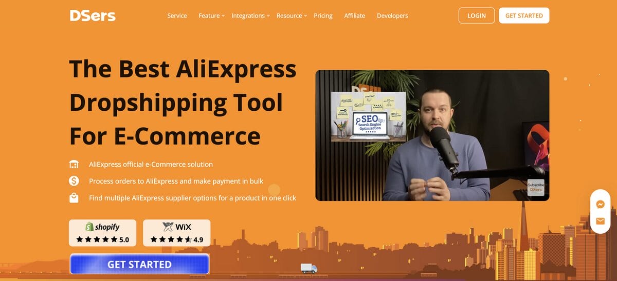 Dsers' homepage for dropshipping