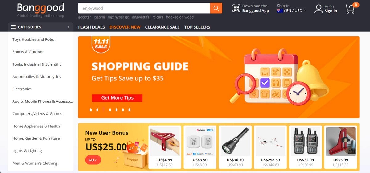 Banggood Australia Homepage
