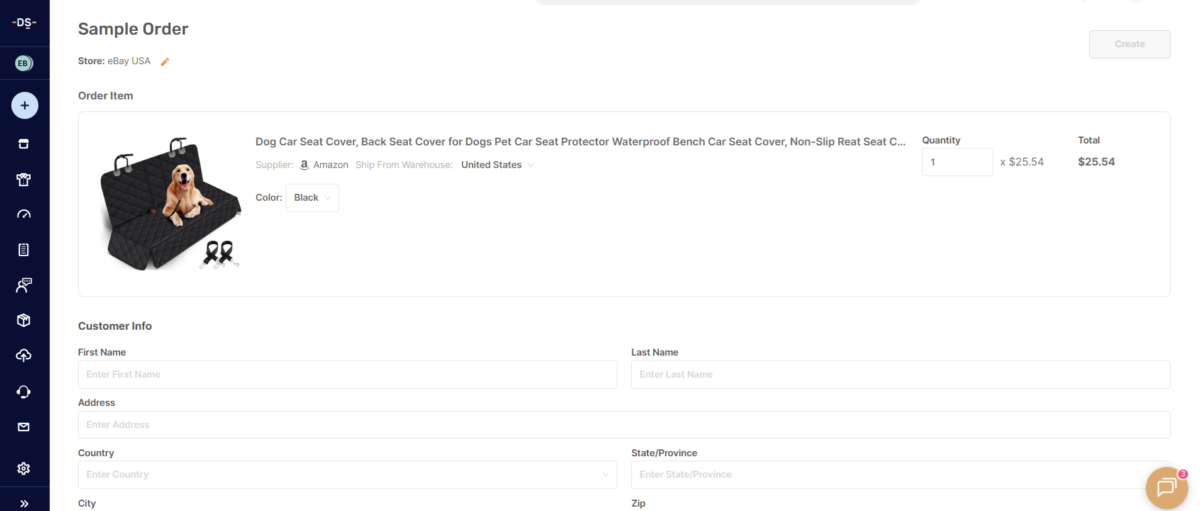 AutoDS Sample Order feature for checking shipping speeds and reliability