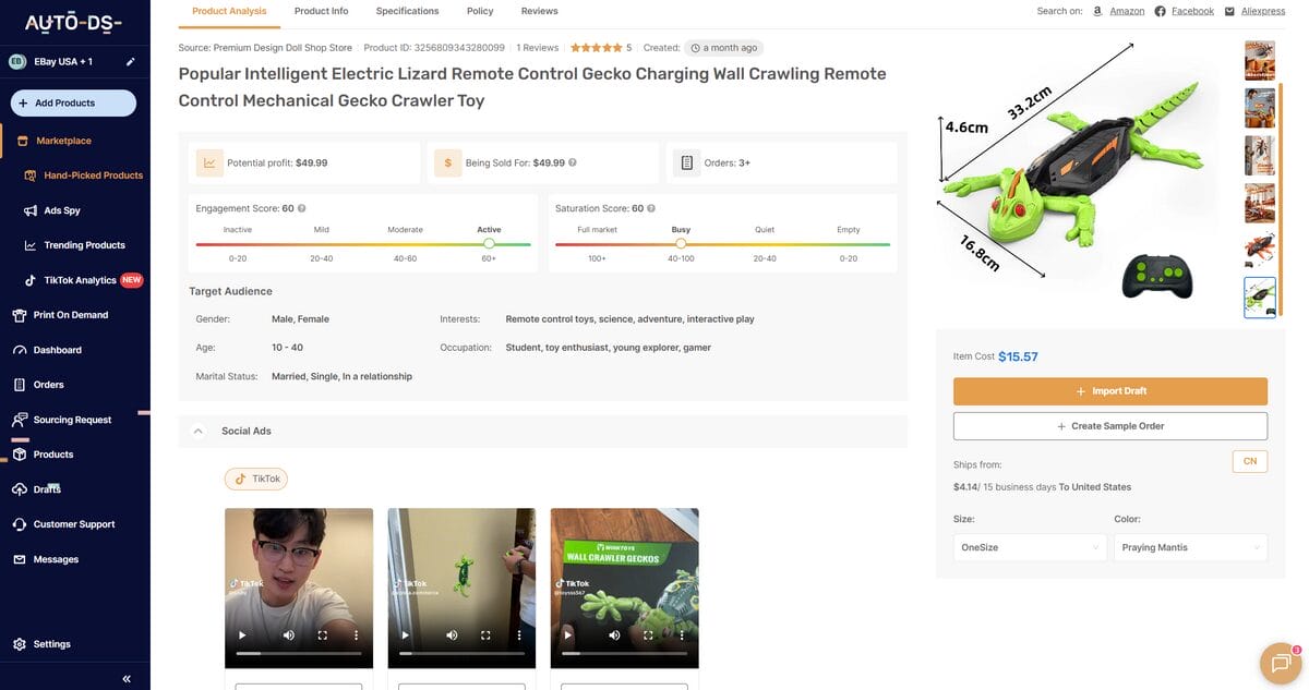 viral electric lizard for December dropshipping