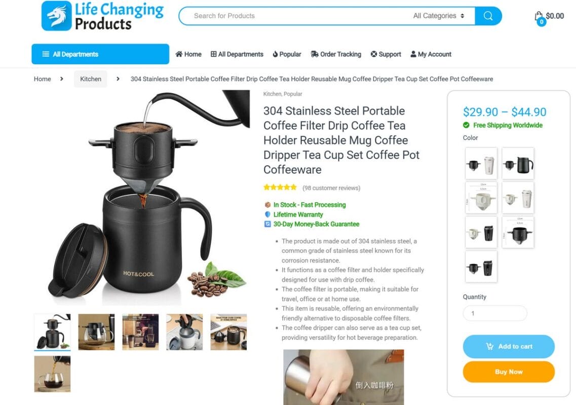 Portable Hand brewed Coffee Filter Cup Website