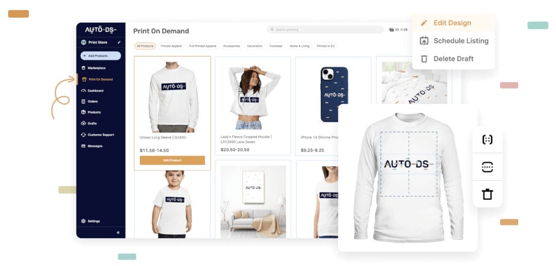 AutoDS dropshipping platform best Print-on-Demand feature