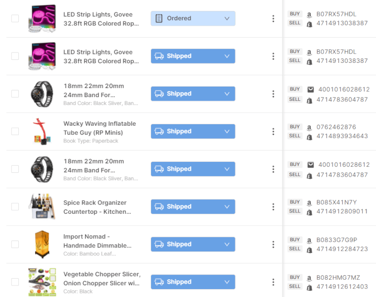 AutoDS Orders Page with Tracking Number Updates