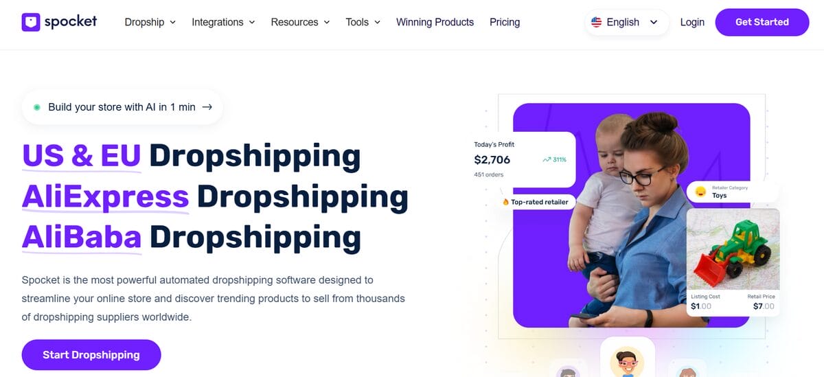 Spocket tracking number updates features compared to AutoDS