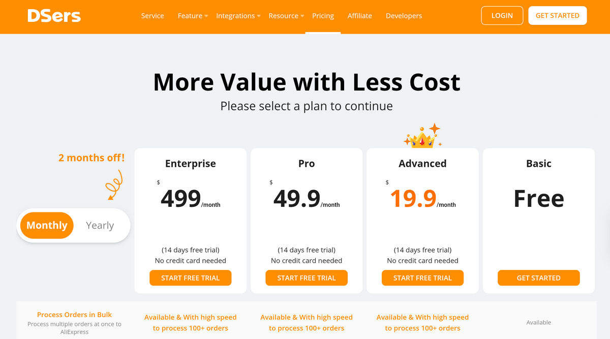 DSers pricing comparison for dropshipping