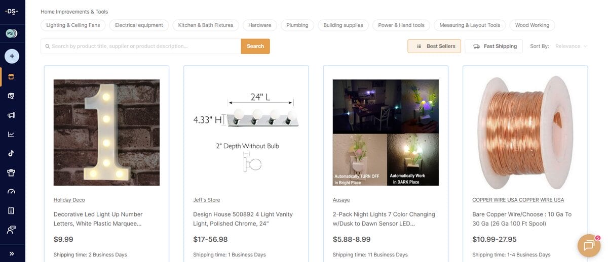 Shopify niche dropshipping on AutoDS for home improvement and diy supplies