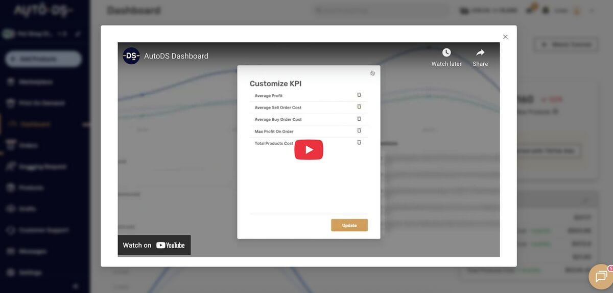 AutoDS's built-in video tutorials for easy and quick setup