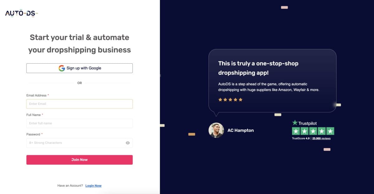 Register to AutoDS, the all-in-one dropshipping platform that top Shopify dropshippers choose over free alternatives