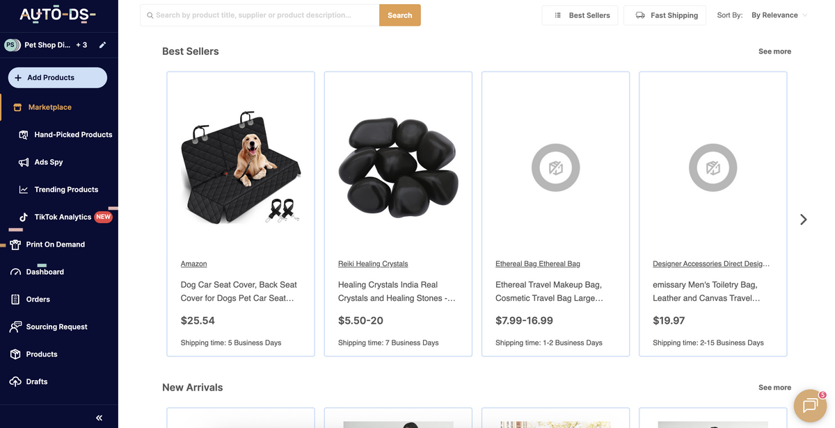 AutoDS's marketplace for better fulfillment speed and reliability