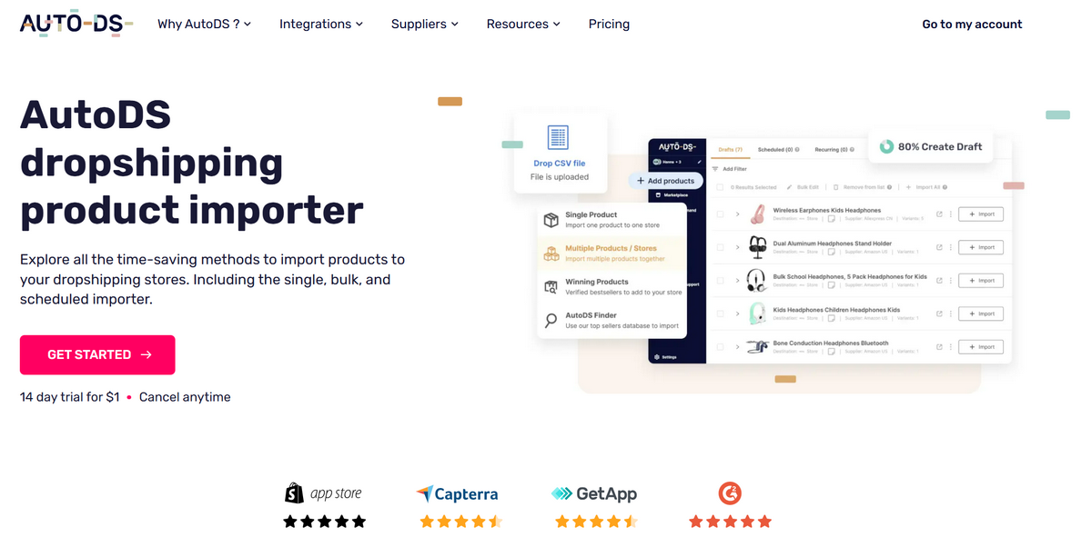 Product Import Capacity Comparison: AutoDS vs Competitors