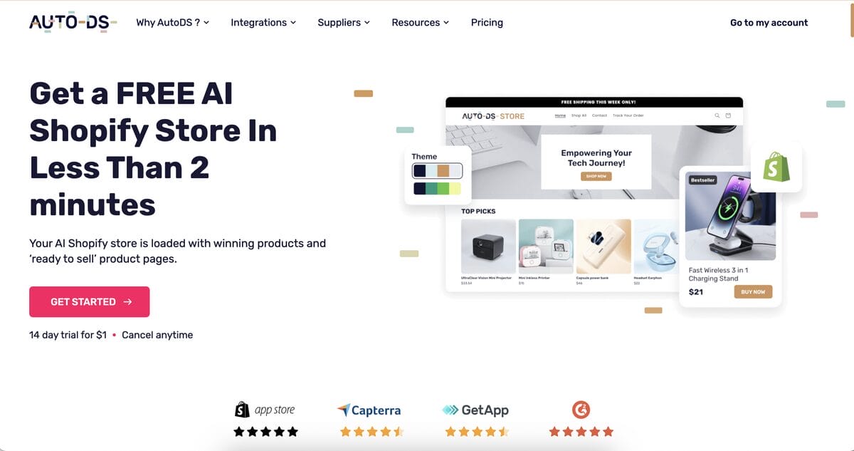 AutoDS's AI-built Shopify stores