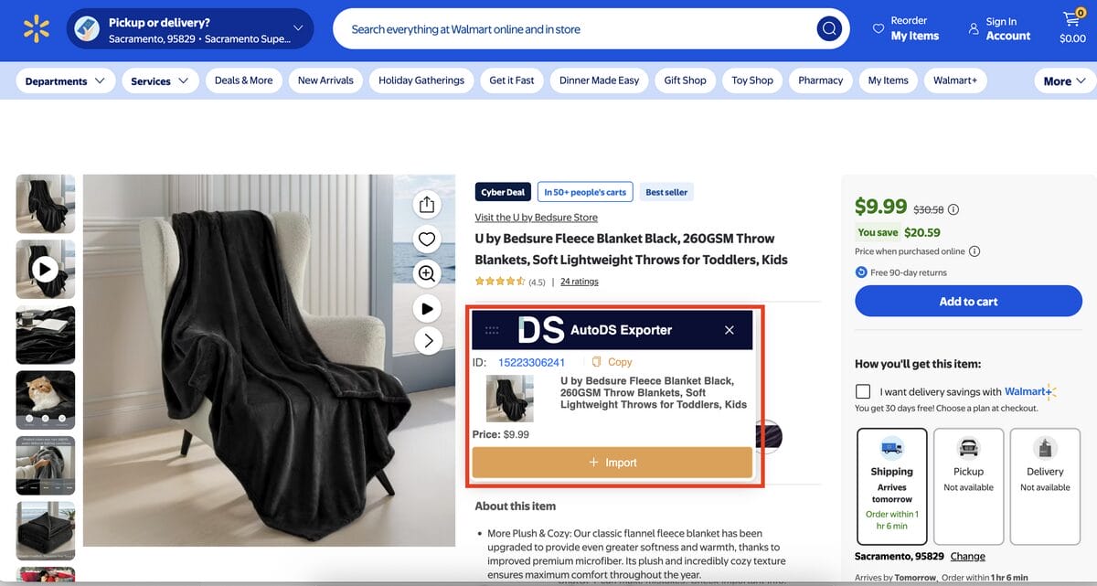 AutoDS's one-click importing, the top chrome extension for Shopify product research
