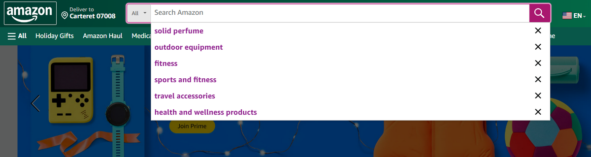 Amazon Search bar to do product research and find trending niches
