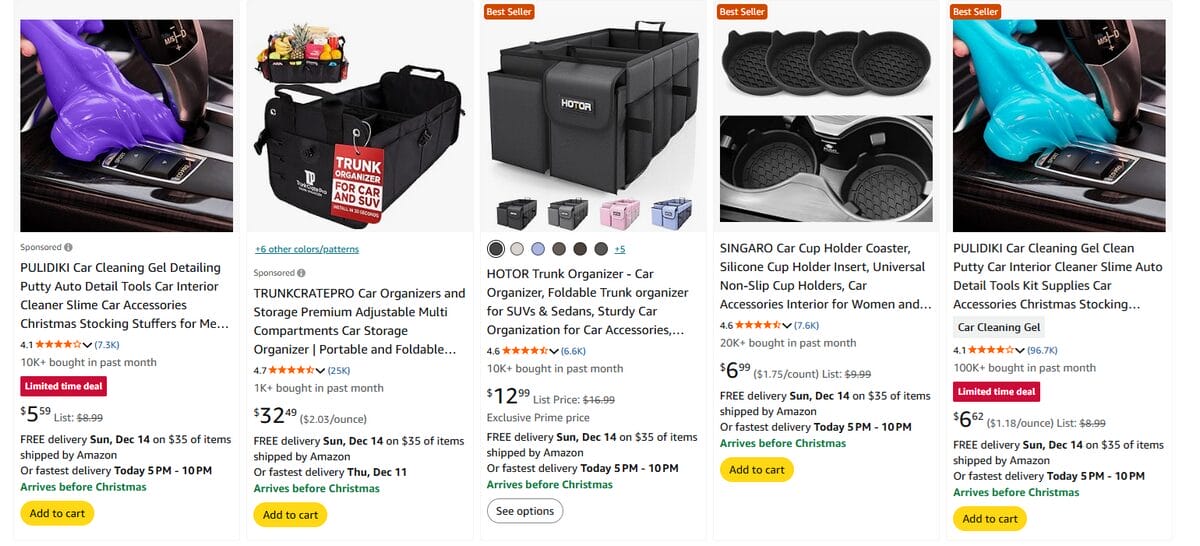 Car interior accessories Amazon best trending niches in 2026 for product research