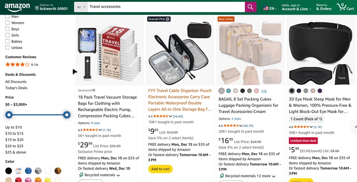 Amazon travel accessories for dropshippers in 2026