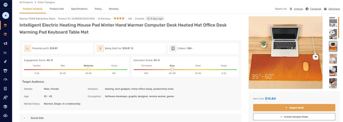 Intelligent Electric Heating Mouse Pad Best Products dropshipping january 2026