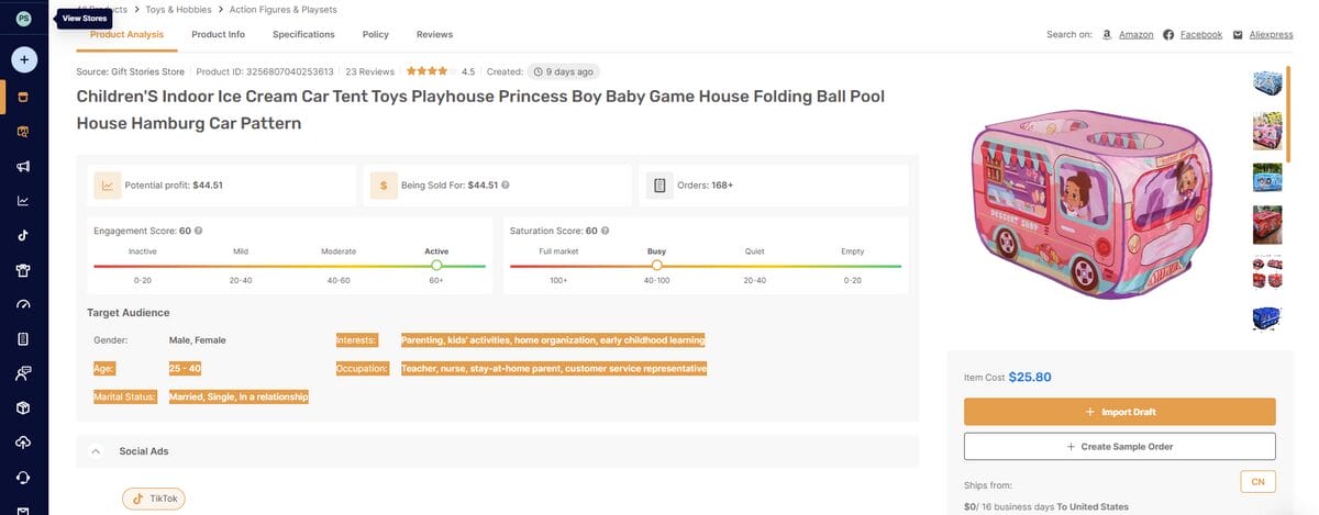 Children's Indoor Ice Cream Car Tent January 2026 dropshipping products AutoDS