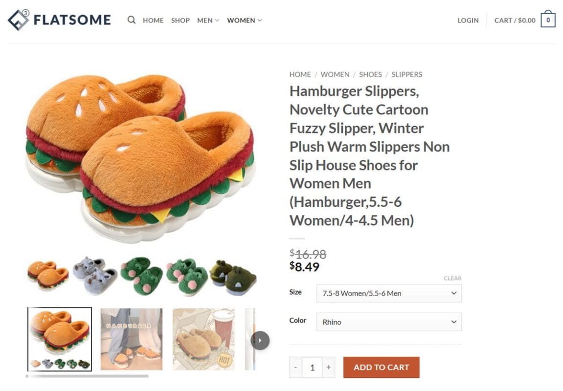 Cute Cotton Slippers seller website analysis for dropshipping