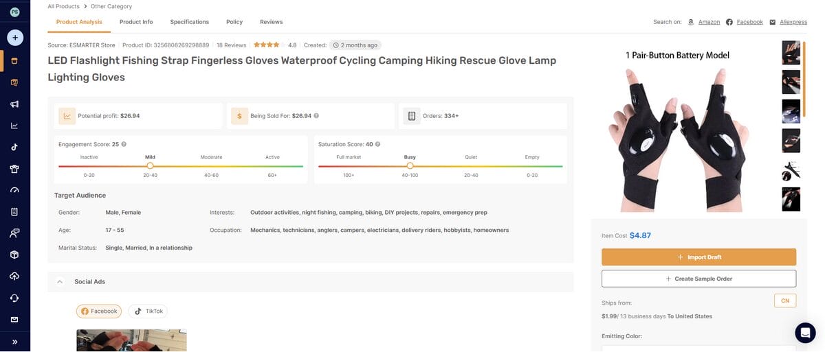 LED Flashlight Gloves top best products to dropship on January 2026