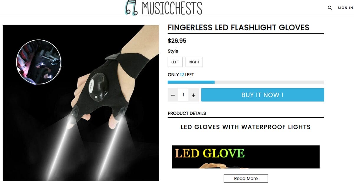LED Flashlight Gloves seller website for dropshipping