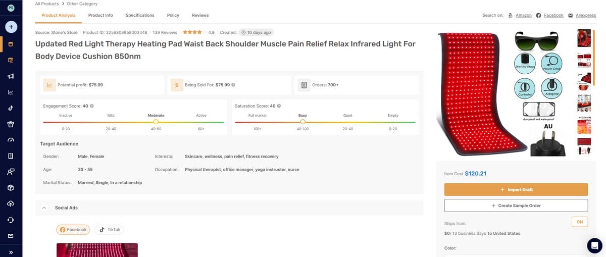 Red Light Therapy Heating Yoga Pad best product to dtropshipn on January 2026