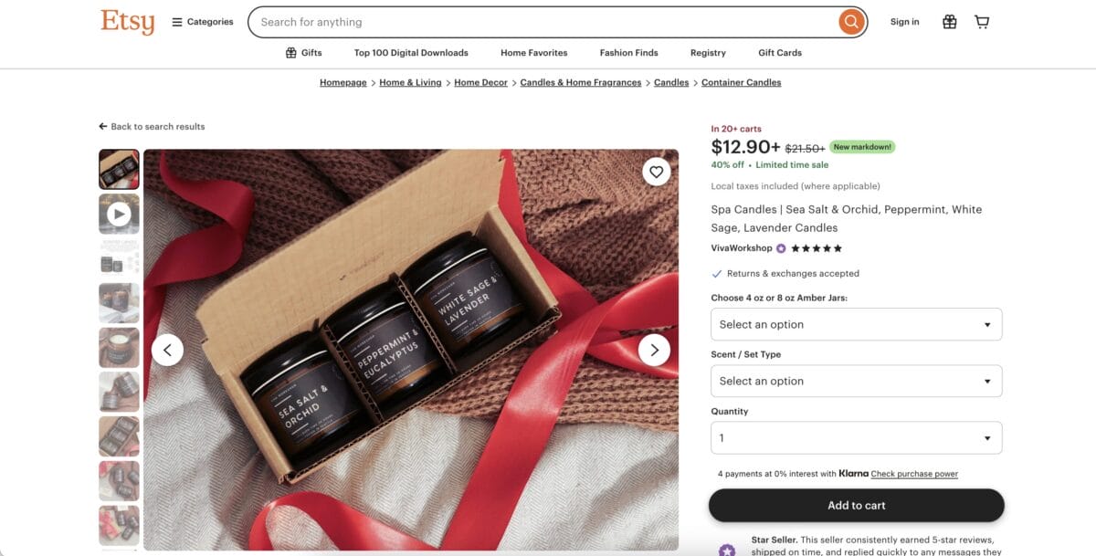 Start dropship selling aromatherapy candles from Etsy