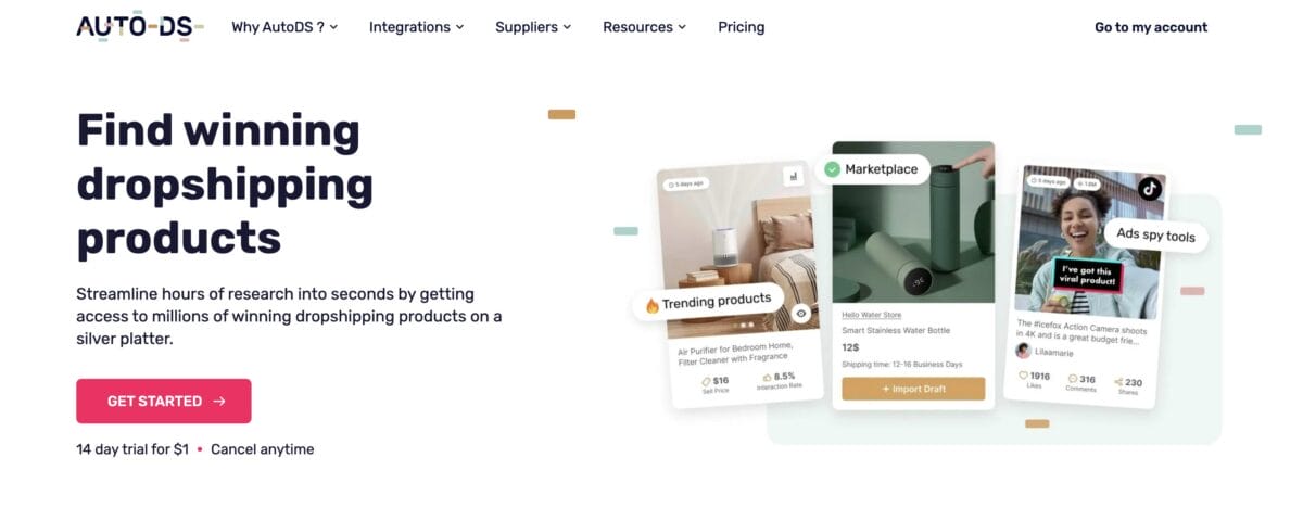 AutoDS's product finding tools to start dropship selling candles