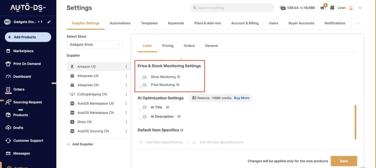 AutoDS's price and stock monitoring, the best Dropispy alternative