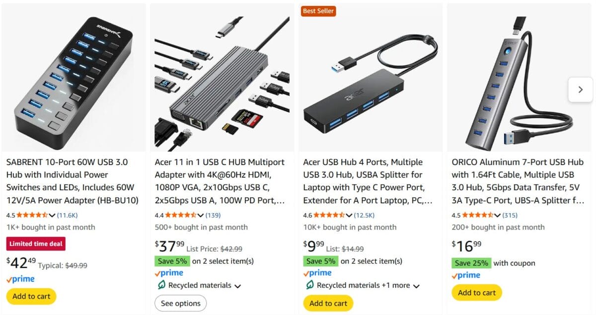 Best products for dropshipping mobile gadgets multi port usb hubs