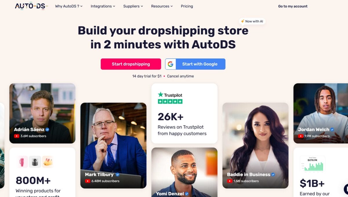 AutoDS homepage