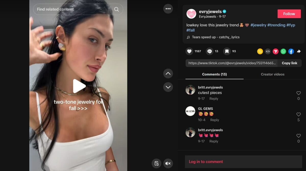 TikTok UGC for jewelry dropshipping