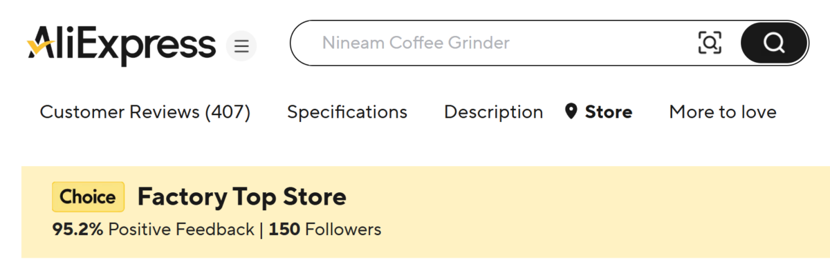 AliExpress supplier rating