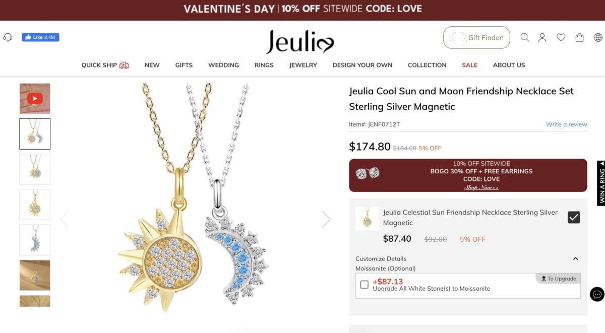 Seller listing of a two-piece magnetic matching necklace, among the top 10 products to dropship in February 2026