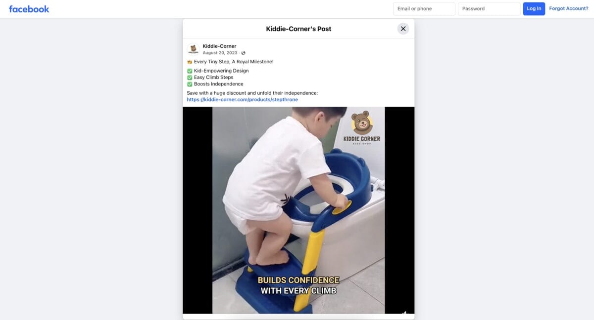 TikTok ad of a baby potty training seat, among the top 10 products to dropship in February 2026