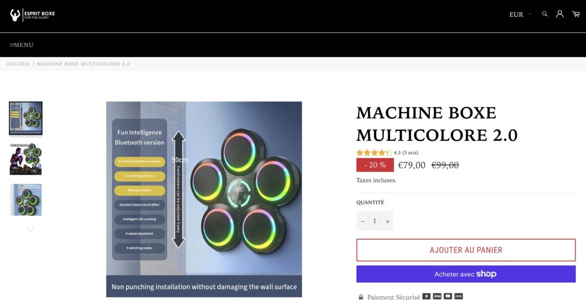 Seller listing of a Music Boxing Machine, among the top 10 products to dropship in February 2026