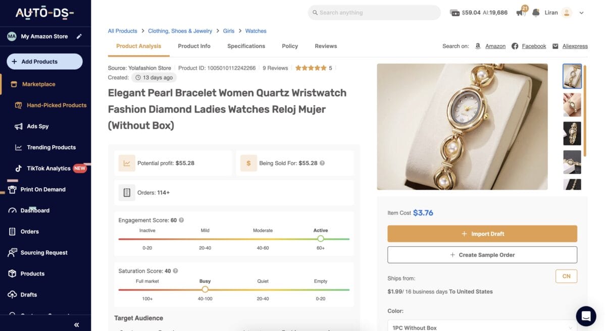 Elegant Pearl Bracelet, among the top 10 products to dropship in February 2026