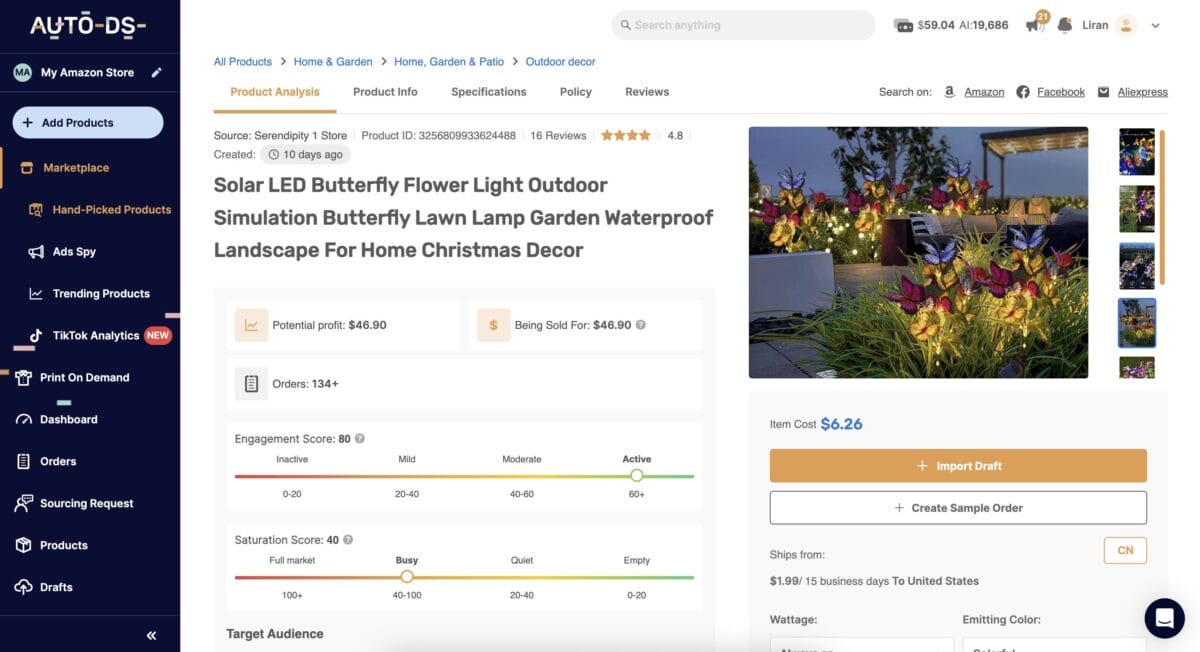 LED Butterfly Flower Garden Decoration, among the top 10 products to dropship in February 2026