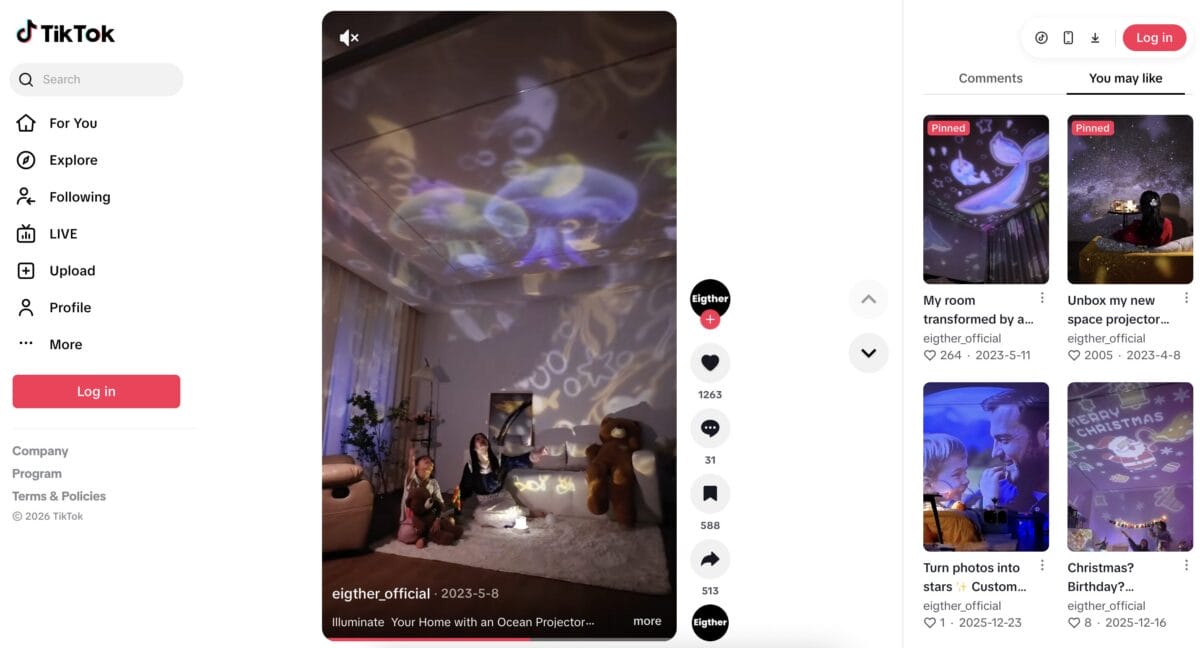 TikTok ad of a Rotating Bedroom light, among the top 10 products to dropship in February 2026