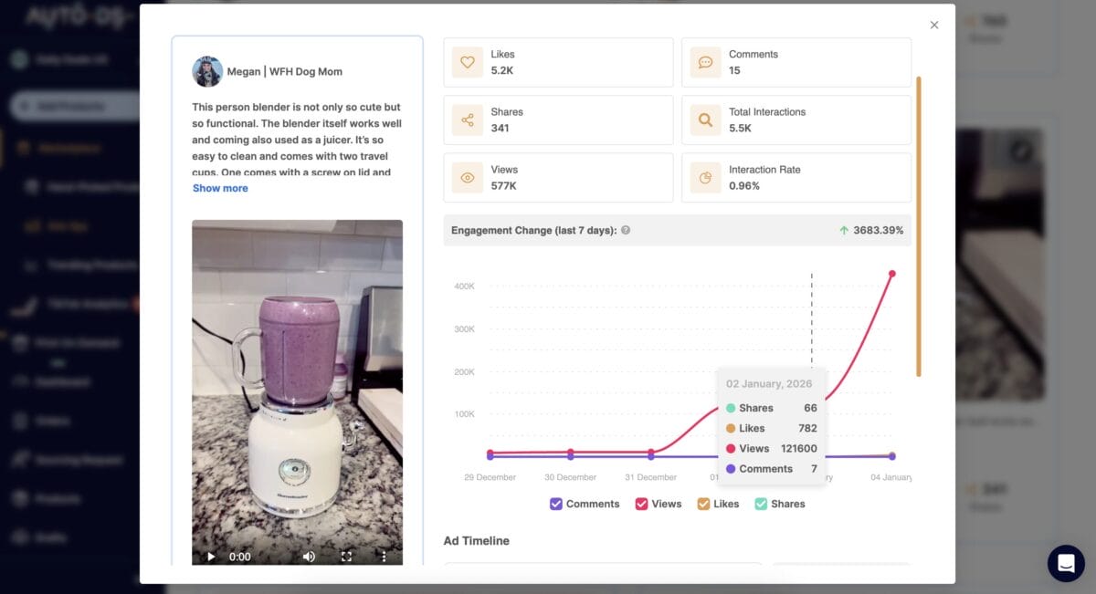 AutoDS's Ad Spy Tool for TikTok to spot high-converting ads and earn commission on TikTok