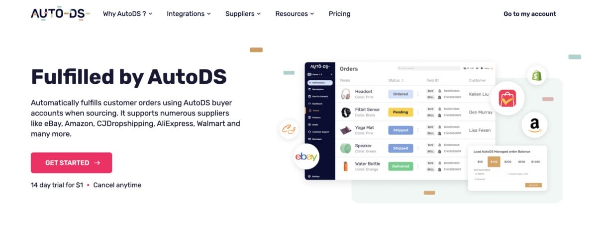 AutoDS's Fulfilled by AutoDS to automate orders for the TikTok Shop Affiliate Program