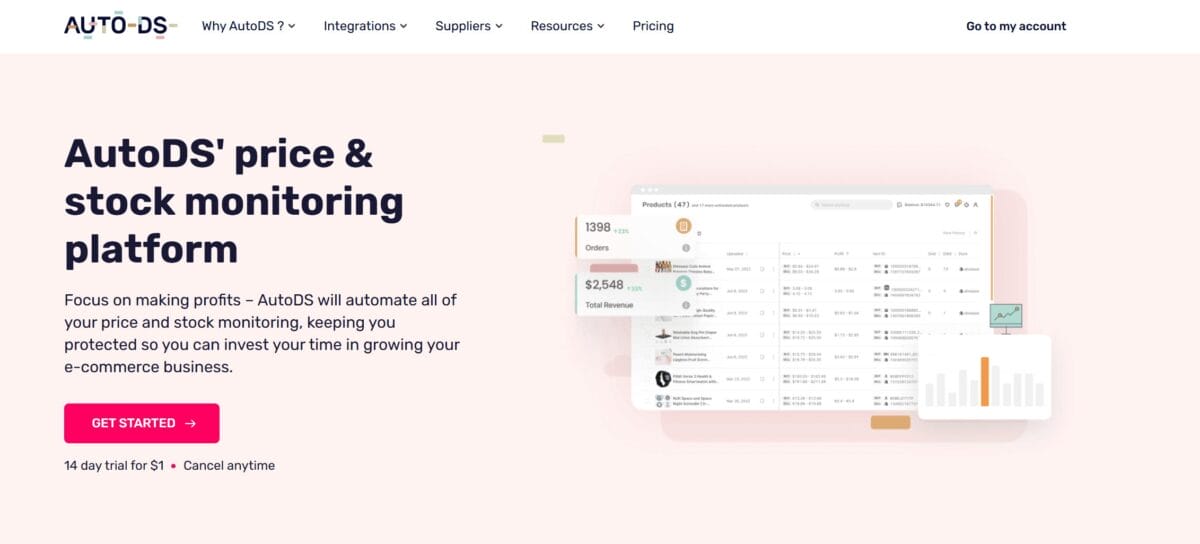 AutoDS price & stock monitoring for shopping on gemini