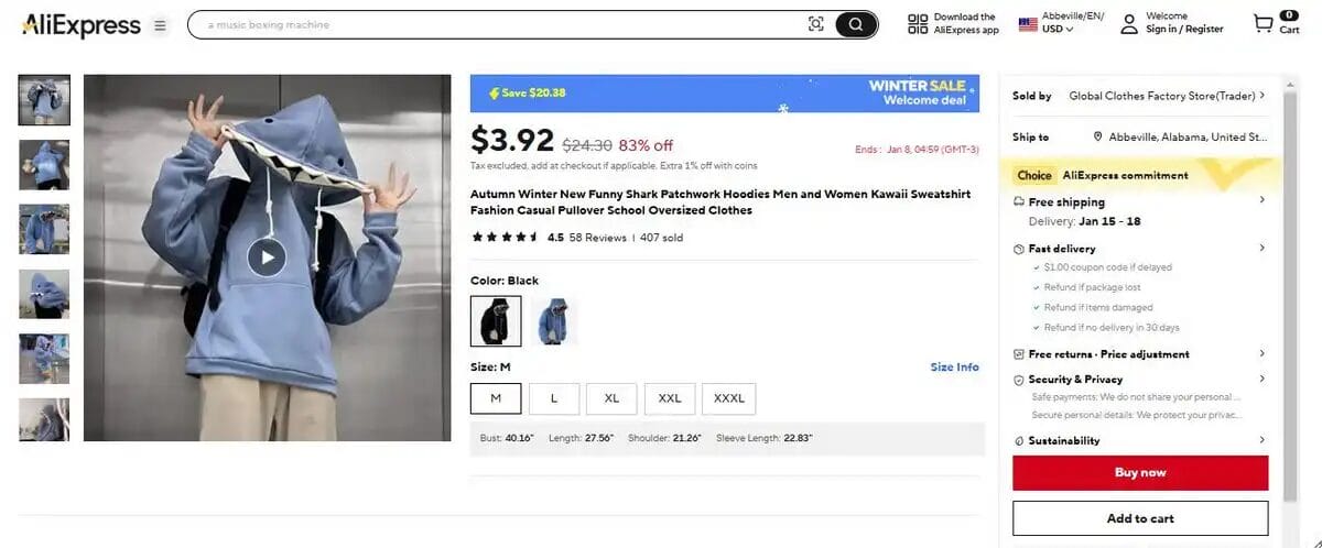 Shark hoodie, one of the top dropshipping products of 2025