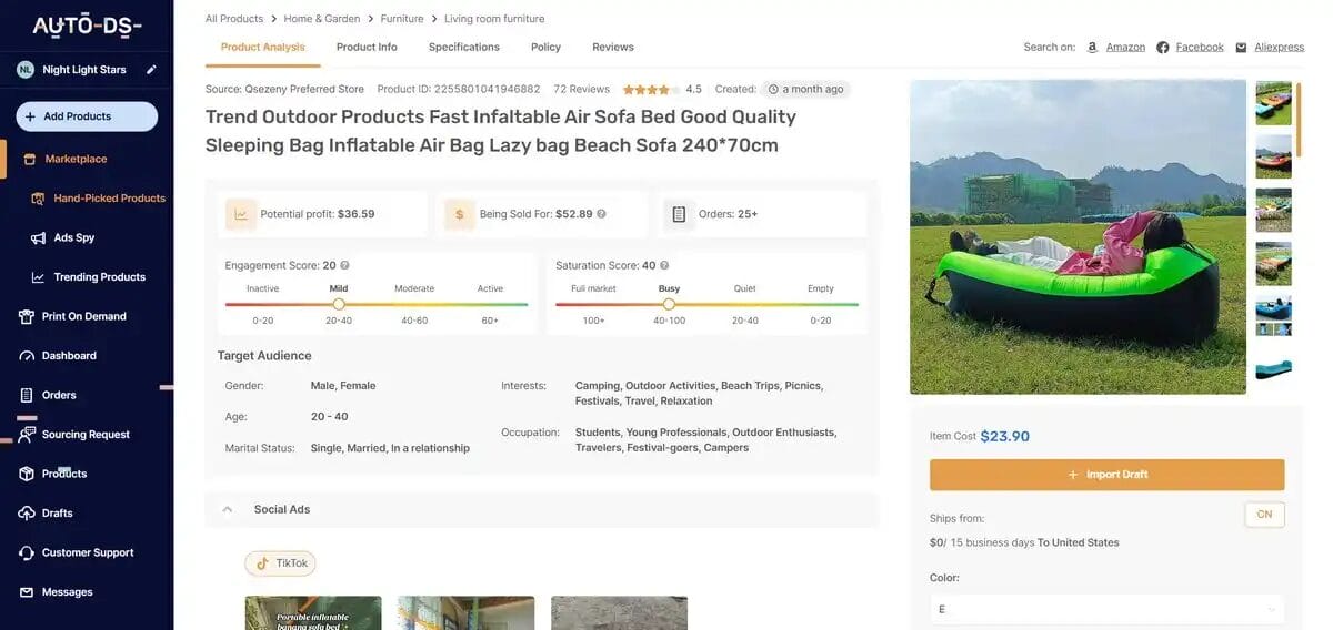 Inflatable air sofa, one of the top dropshipping products of 2025