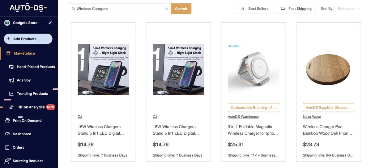 Wireless chargers, one of the top dropshipping products of 2025