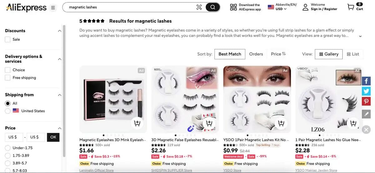 Magnetic lashes, one of the top dropshipping products of 2025