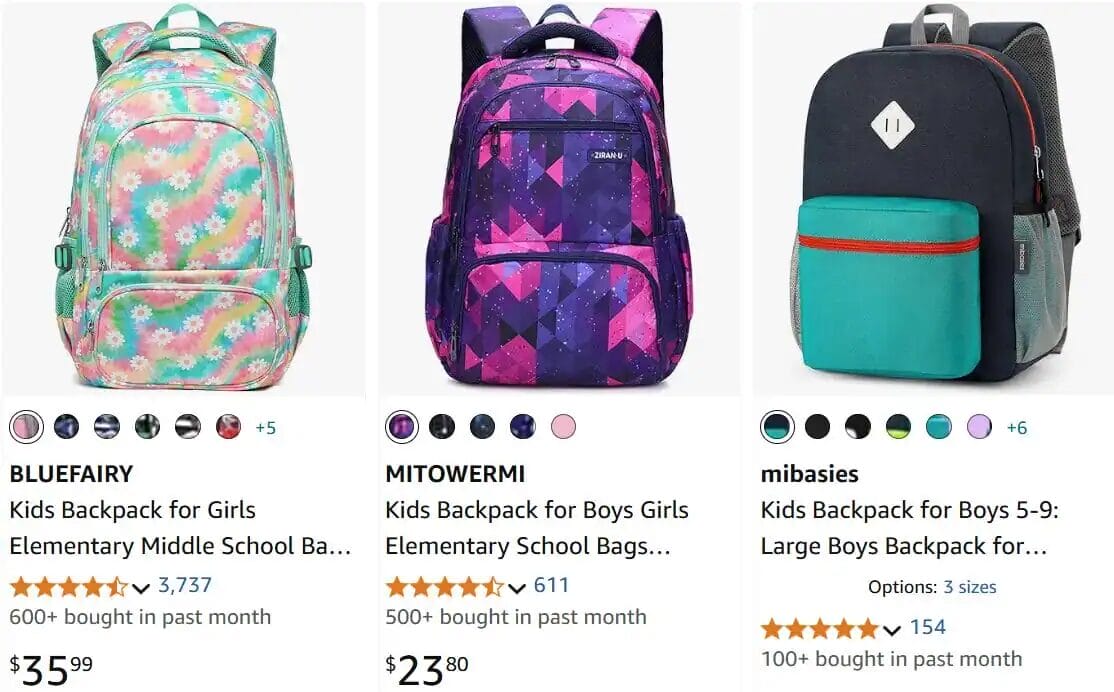 Trendy kids' backpacks, one of the top dropshipping products of 2025